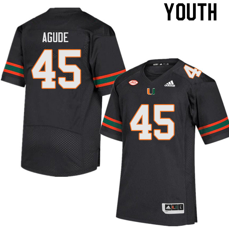 Youth #45 Mitchell Agude Miami Hurricanes College Football Jerseys Sale-Black